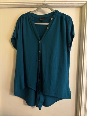 Teal Button-Front Women’s Top